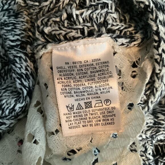 Anthropologie Leifnotes Dipped Lace Marled Sweater Lace Shirttail Small - Picture 7 of 7